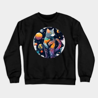 Colorful Cute Cat - Cat Beautiful Moon - Cat Lover Crewneck Sweatshirt